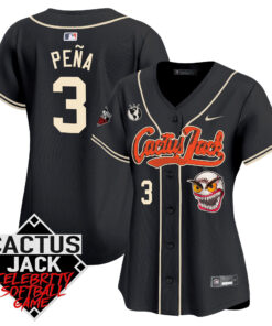 Jeremy Pena 3 Houston Astros Cactus Jack Celebrity Softball Game Patch Women Jersey - Black