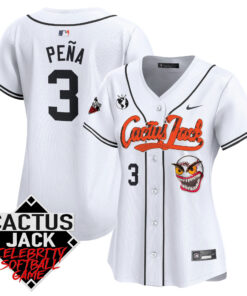 Jeremy Pena 3 Houston Astros Cactus Jack Celebrity Softball Game Patch Women Jersey - White