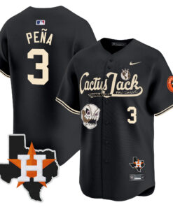 Jeremy Pena 3 Houston Astros Cactus Jack Foundation Fall Classic Black Limited Jersey - Men