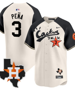 Jeremy Pena 3 Houston Astros Cactus Jack Houston Patch Limited Jersey - Men, Cream Alternate 