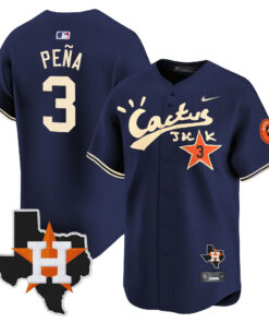 Jeremy Pena 3 Houston Astros Cactus Jack Houston Patch Navy Limited Jersey - Men
