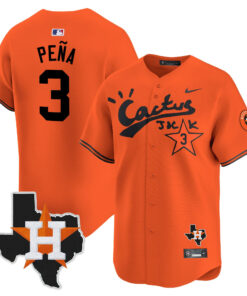 Jeremy Pena 3 Houston Astros Cactus Jack Houston Patch Orange Limited Jersey - Men