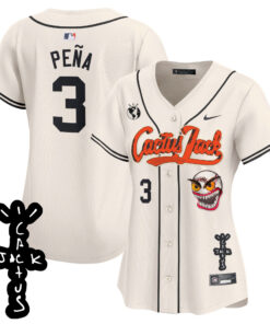 Jeremy Pena 3 Houston Astros Cactus Jack Patch V2 Women Jersey - Cream