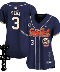 Jeremy Pena 3 Houston Astros Cactus Jack Patch V2 Women Jersey - Navy