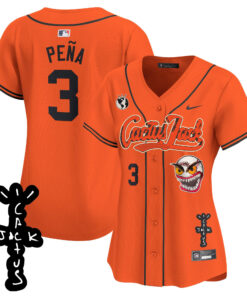 Jeremy Pena 3 Houston Astros Cactus Jack Patch V2 Women Jersey - Orange