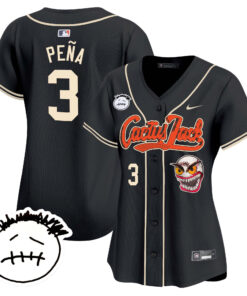 Jeremy Pena 3 Houston Astros Cactus Jack Patch V3 Women Jersey - Black