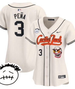 Jeremy Pena 3 Houston Astros Cactus Jack Patch V3 Women Jersey - Cream