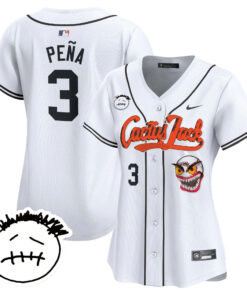 Jeremy Pena 3 Houston Astros Cactus Jack Patch V3 Women Jersey - White