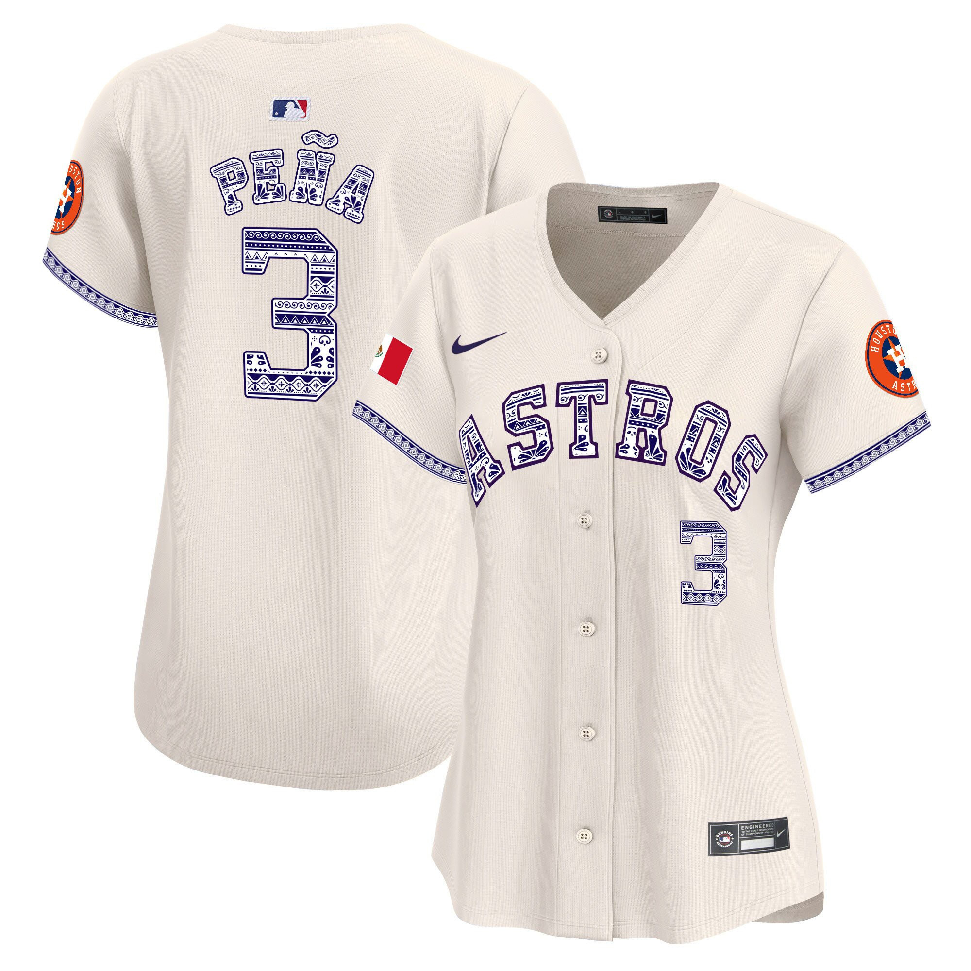 Jeremy Pena 3 Houston Astros Mexico Women Jersey - Cream
