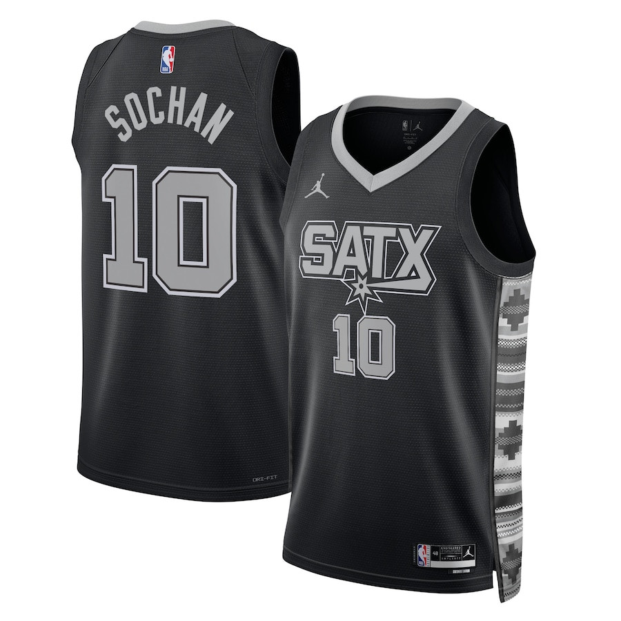 Jeremy Sochan 10 San Antonio Spurs Unisex Swingman Jersey - Statement Edition - Black - JS897