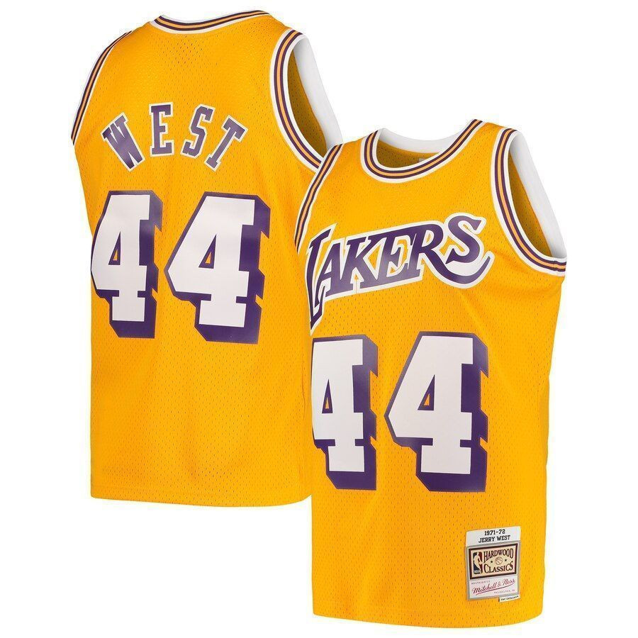Jerry West Los Angeles Lakers Mitchell & Ness Hardwood Classics 1971-72 Swingman Jersey - Gold - JS579