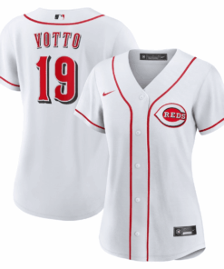 Joey Votto 19 Cincinnati Reds Women Home Jersey - White
