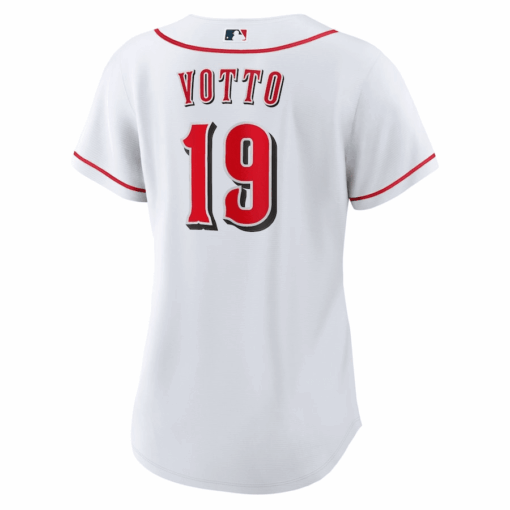 Joey Votto 19 Cincinnati Reds Women Home Jersey - White - Image 2