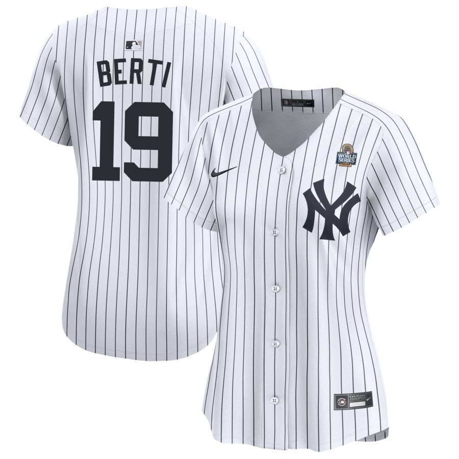Jon Berti 19 New York Yankees Women's 2024 World Series Home Limited Jersey - White