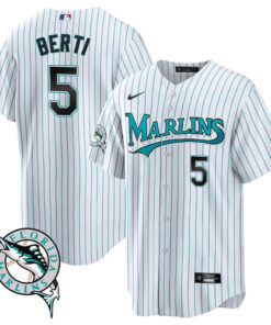 Jon Berti 5 Miami Marlins Throwback Men Jersey - White