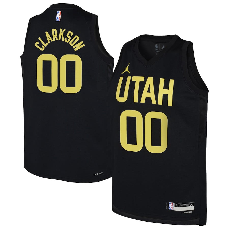 Jordan Clarkson 00 Utah Jazz Youth Swingman Player Jersey - Statement Edition - Black - JS798