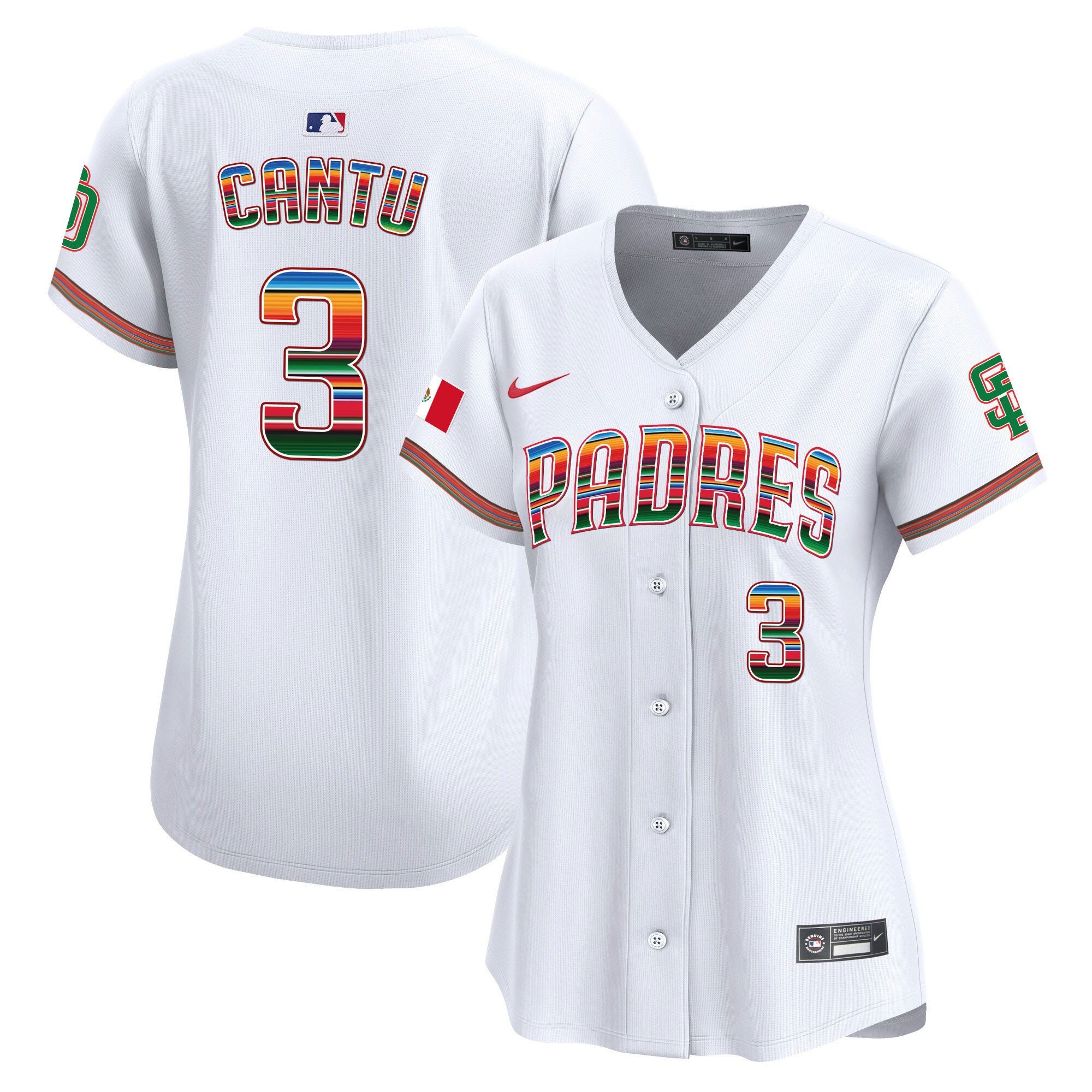 Jorge Cantu 3 San Diego Padres Mexico Women Jersey - White