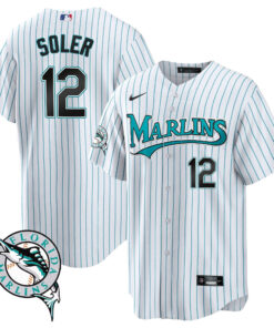 Jorge Soler 12 Miami Marlins Throwback Men Jersey - White
