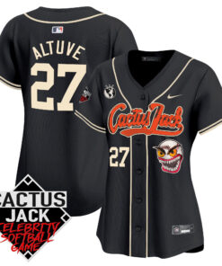 JosÃ© Altuve 27 Houston Astros Cactus Jack Celebrity Softball Game Patch Women Jersey - Black