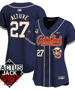JosÃ© Altuve 27 Houston Astros Cactus Jack Celebrity Softball Game Patch Women Jersey - Navy