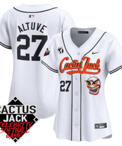 JosÃ© Altuve 27 Houston Astros Cactus Jack Celebrity Softball Game Patch Women Jersey - White