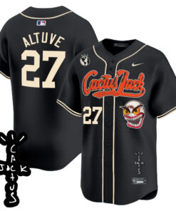 JosÃ© Altuve 27 Houston Astros Cactus Jack Patch V2 Men Jersey - Black