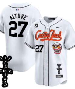 JosÃ© Altuve 27 Houston Astros Cactus Jack Patch V2 Men Jersey - White