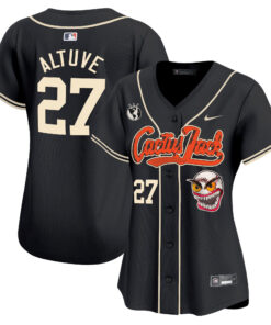 JosÃ© Altuve 27 Houston Astros Cactus Jack Patch Women Jersey - Black