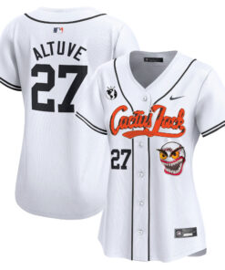 JosÃ© Altuve 27 Houston Astros Cactus Jack Patch Women Jersey - White