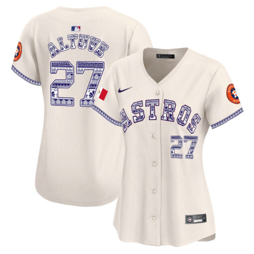 JosÃ© Altuve 27 Houston Astros Mexico Women Jersey - Cream