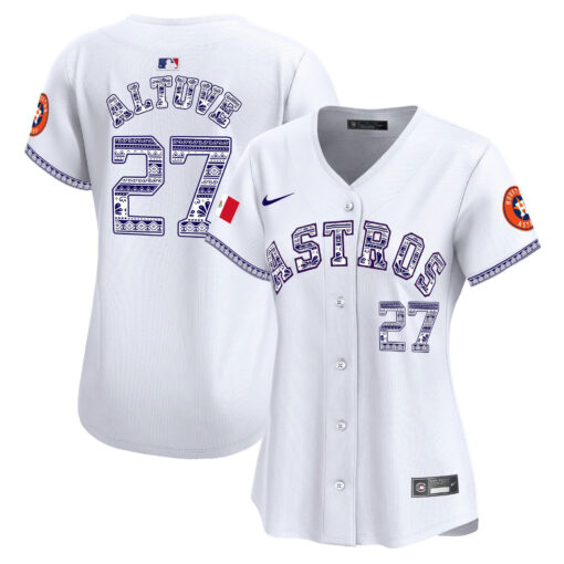 JosÃ© Altuve 27 Houston Astros Mexico Women Jersey - White