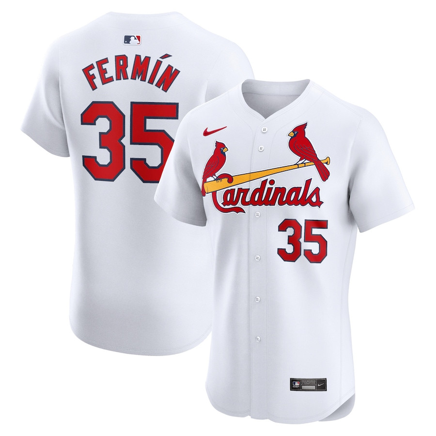 JosÃ© FermÃ­n 35 St. Louis Cardinals Home Elite Player Men Jersey - White