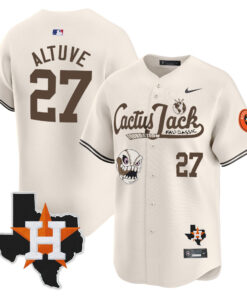 Jose Altuve 27 Houston Astros Cactus Jack Foundation Fall Classic Limited Jersey - Men, Cream 