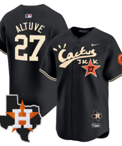 Jose Altuve 27 Houston Astros Cactus Jack Houston Patch Limited Jersey - Men, Black 