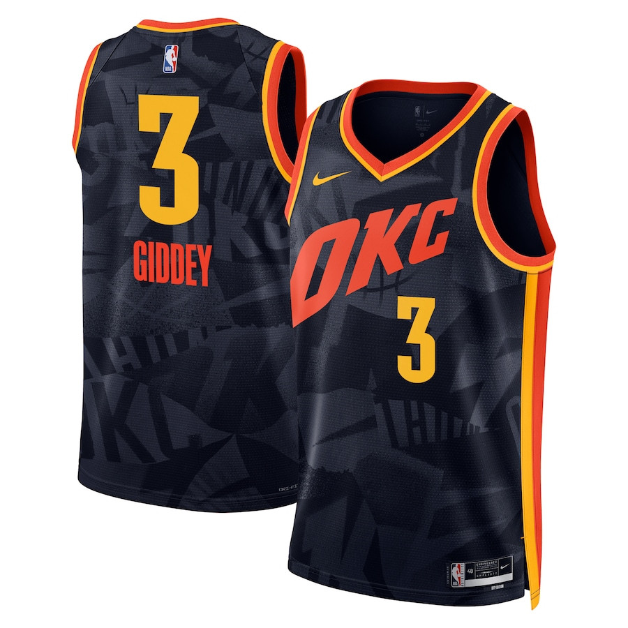 Josh Giddey 3 Oklahoma City Thunder 2023/24 City Edition Swingman Jersey - Navy - JS683
