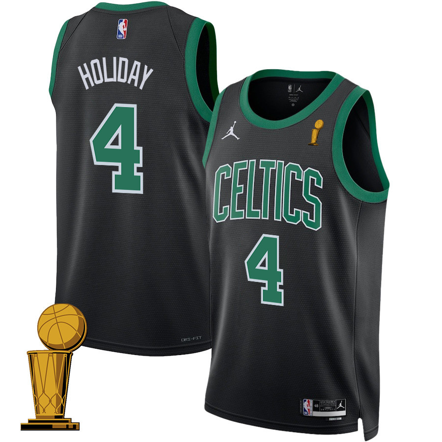Jrue Holiday 4 Boston Celtics 2024 FINALS CHAMPIONS Swingman Jersey - Statement Edition - Black - JS390