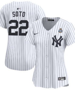 Juan Soto 22 New York Yankees Women's 2024 World Series Home Limited Jersey - White
