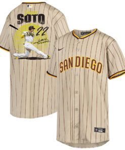 Juan Soto 22 San Diego Padres Signed Hit 2023 Alternate Player YOUTH Jersey - Sand/Brown