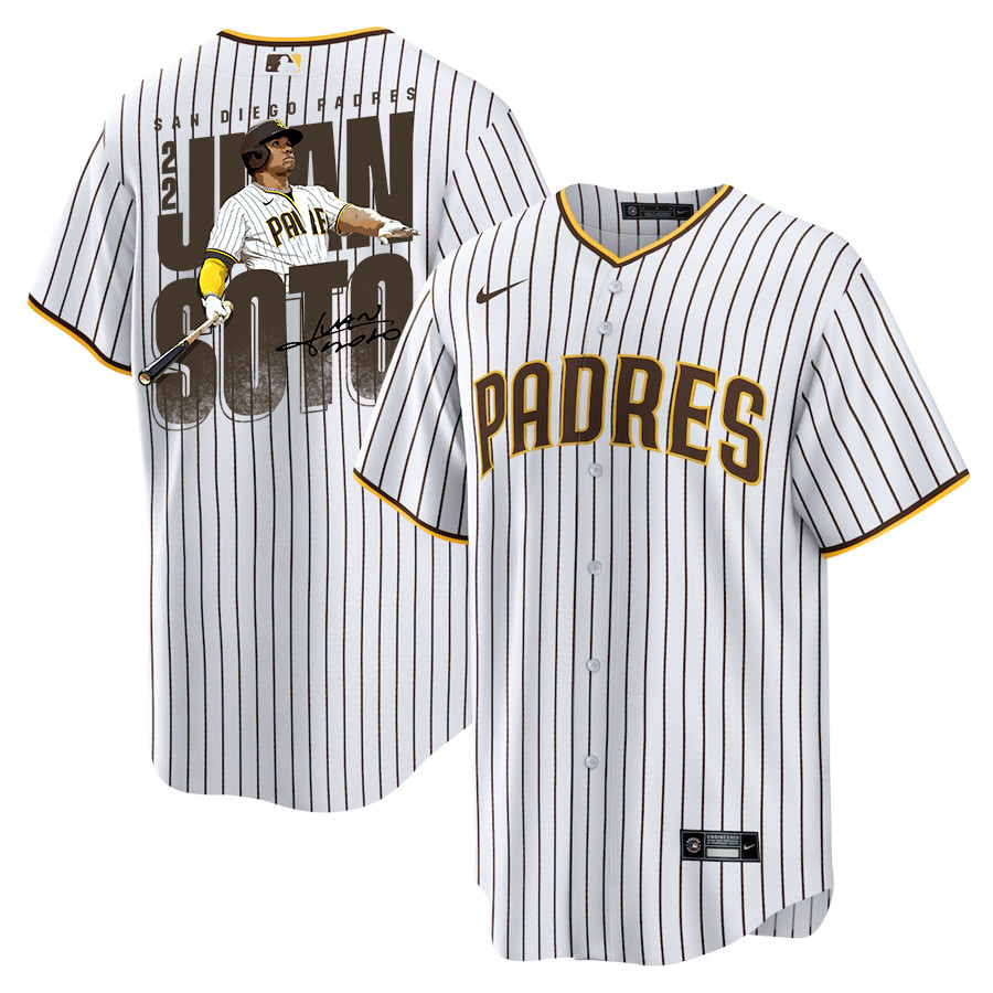 Juan Soto 22 San Diego Padres Signed Posture 2023 Home Player Men Jersey - White