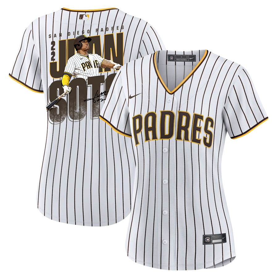Juan Soto 22 San Diego Padres Signed Posture 2023 Home Player Women Jersey - White