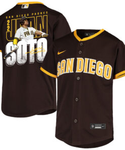 Juan Soto 22 San Diego Padres Signed Posture 2023 Road Player YOUTH Jersey - Brown