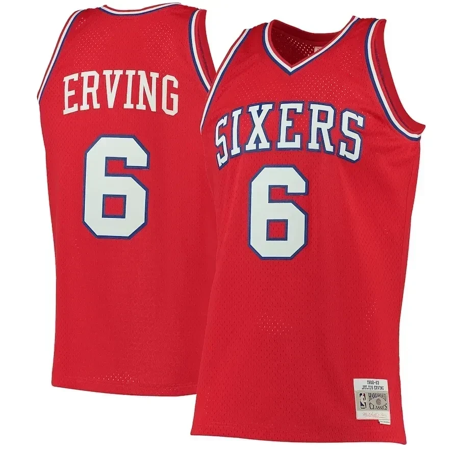 Julius Erving Philadelphia 76ers Mitchell & Ness 1982-83 Hardwood Classics Swingman Jersey - Red - JS151