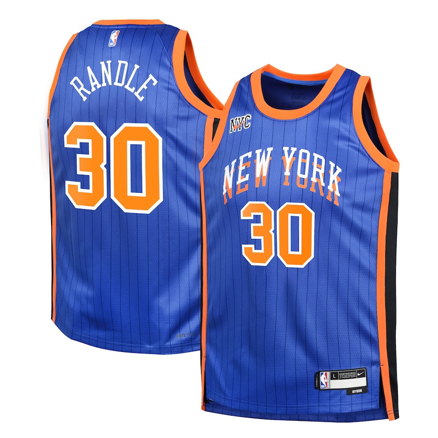 Julius Randle 30 New York Knicks 2023/24 City Edition Swingman YOUTH Jersey - Blue - JS496