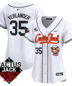 Justin Verlander 35 Houston Astros Cactus Jack Celebrity Softball Game Patch Women Jersey - White