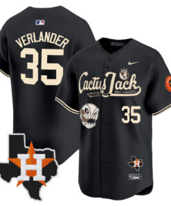 Justin Verlander 35 Houston Astros Cactus Jack Foundation Fall Classic Black Limited Jersey - Men