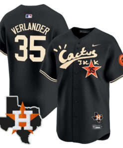 Justin Verlander 35 Houston Astros Cactus Jack Houston Patch Limited Jersey - Men, Black 