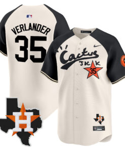 Justin Verlander 35 Houston Astros Cactus Jack Houston Patch Limited Jersey - Men, Cream Alternate 