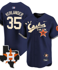 Justin Verlander 35 Houston Astros Cactus Jack Houston Patch Navy Limited Jersey - Men
