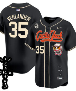 Justin Verlander 35 Houston Astros Cactus Jack Patch V2 Men Jersey - Black