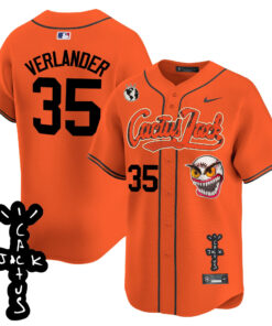 Justin Verlander 35 Houston Astros Cactus Jack Patch V2 Men Jersey - Orange